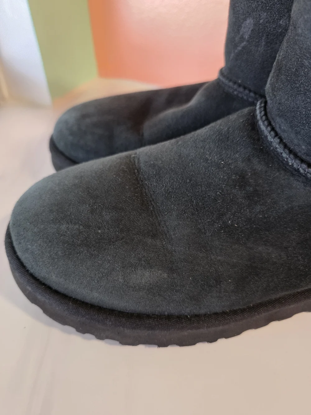 UGG Classic Short Black Suede Shearling Boots